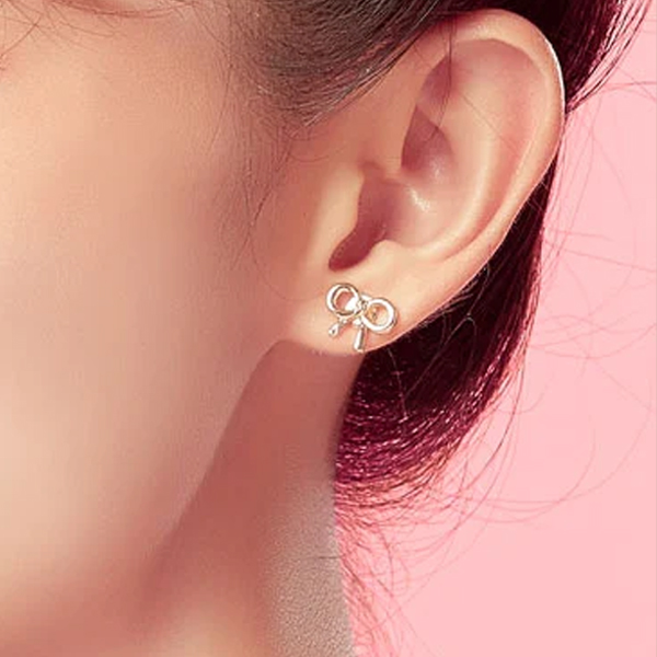 Gold Bow Studs view 3
