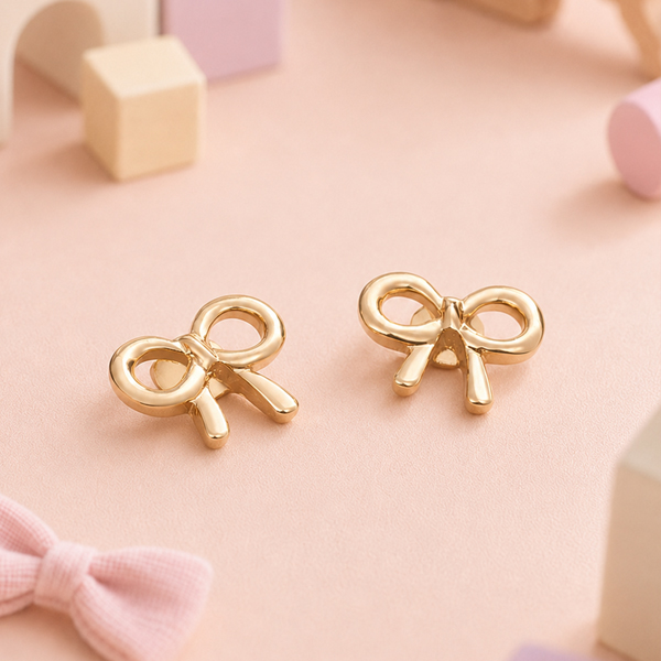 Gold Bow Studs view 2